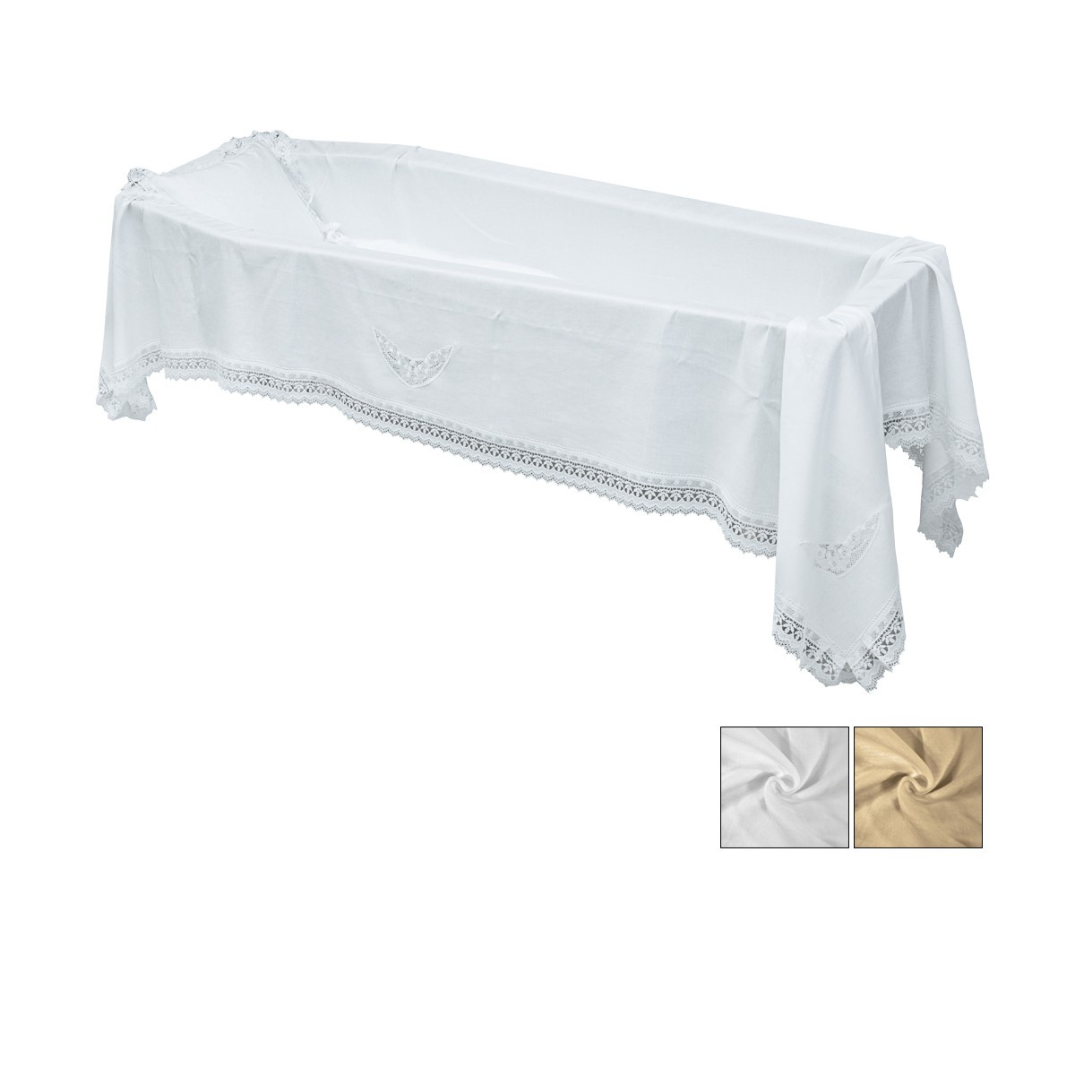 LENZUOLO IN LINO CON APPLICAZIONI E PIZZO MACRAME