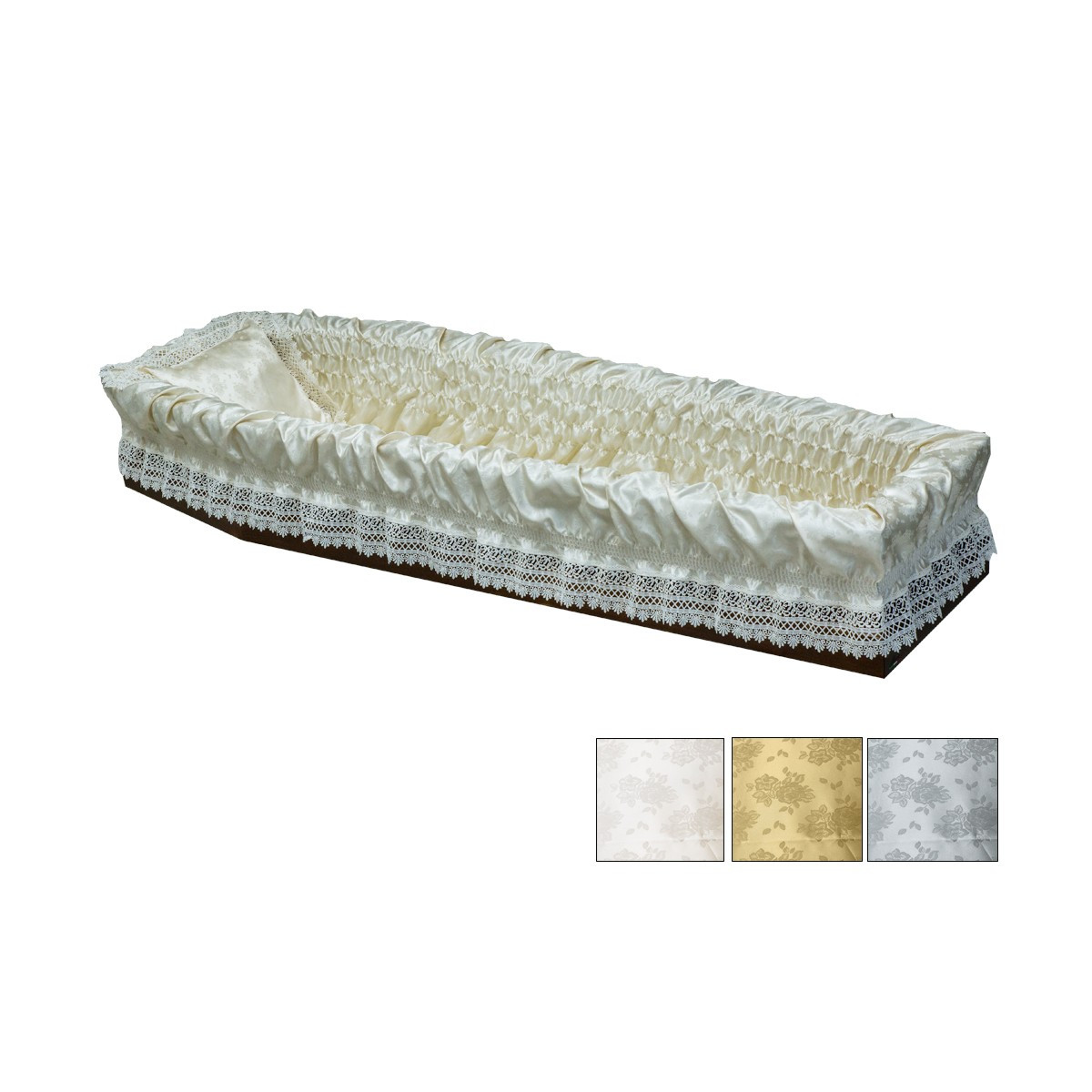 IMBOTTITURA IN RASO CON PIZZO MACRAME ALTO GRIGIO