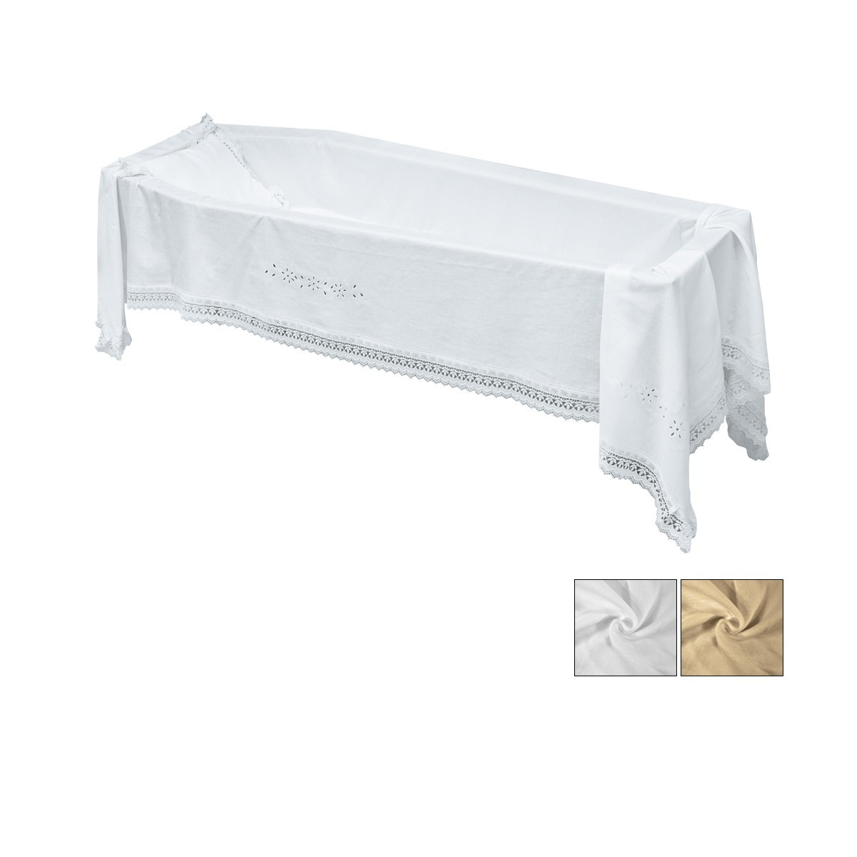 LENZUOLO LINO CON RICAMO E PIZZO MACRAME