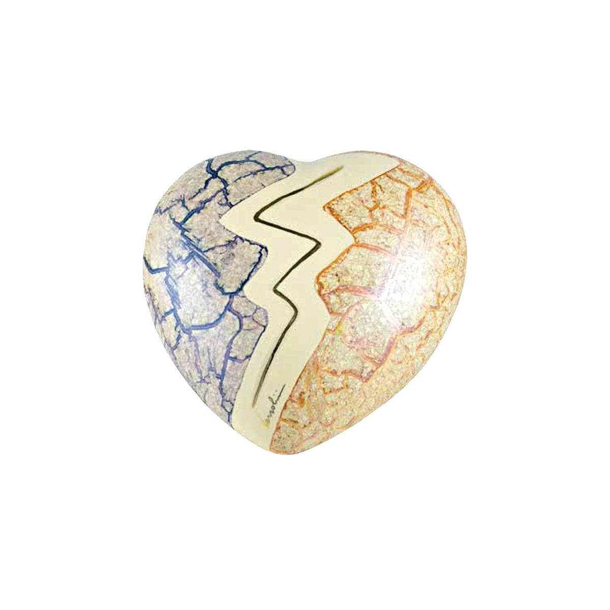 URNA CINERARIA CUORE IN CERAMICA ITALIANA 3°FUOCO CM H14X3X29 COLORE 74