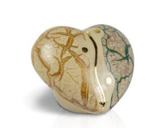 URNA CINERARIA CUORE PICCOLO IN CERAMICA ITALIANA 3°FUOCO CM H9,5X11X10 COLORE A11