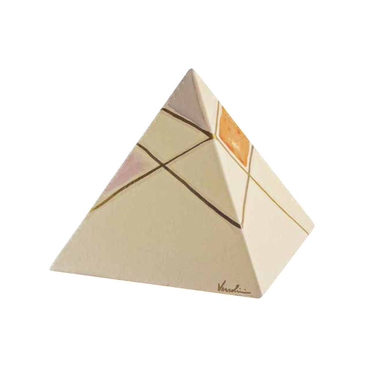 URNA CINERARIA PIRAMIDE IN CERAMICA ITALIANA 3° FUOCO CM H25X26X26 COLORE 48