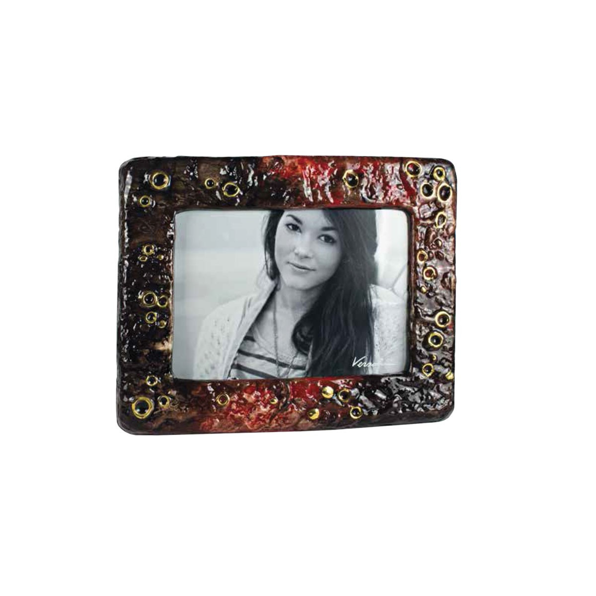 URNA CINERARIA PORTA FOTO IN CERAMICA ITALIANA 3° FUOCO CM H42X31X10 COLORE 83