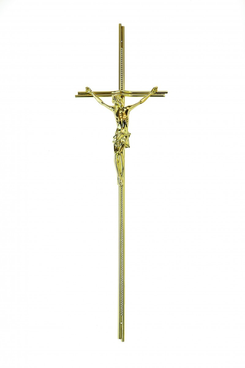 CROCEFISSO 158/S OTTONATO LUCIDO C/CRISTALLO