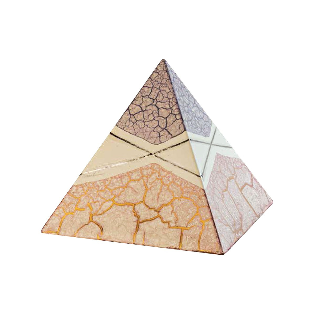 URNA CINERARIA PIRAMIDE IN CERAMICA ITALIANA 3° FUOCO CM H25X26X26 COLORE 50