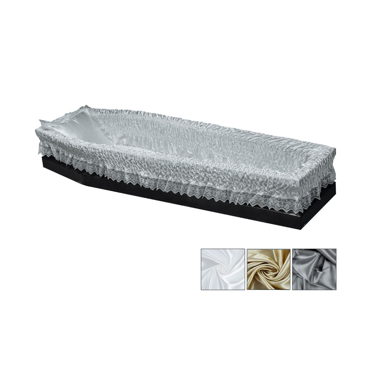 IMBOTTITURA CON MATERASSINO IN RASO CON PIZZO MACRAME